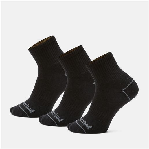 Timberland tre paia di calzini bowden quarter all gender in colore nero colore nero unisex