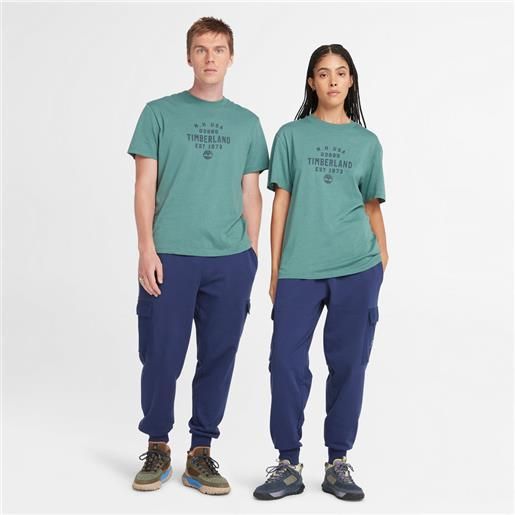 Timberland t-shirt con grafica in verde acqua verde acqua uomo