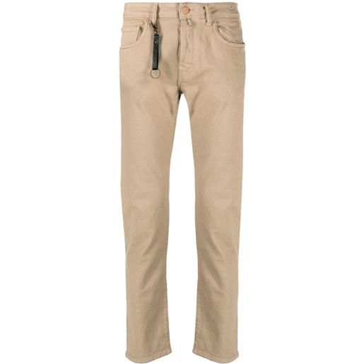 Incotex jeans slim con logo - marrone