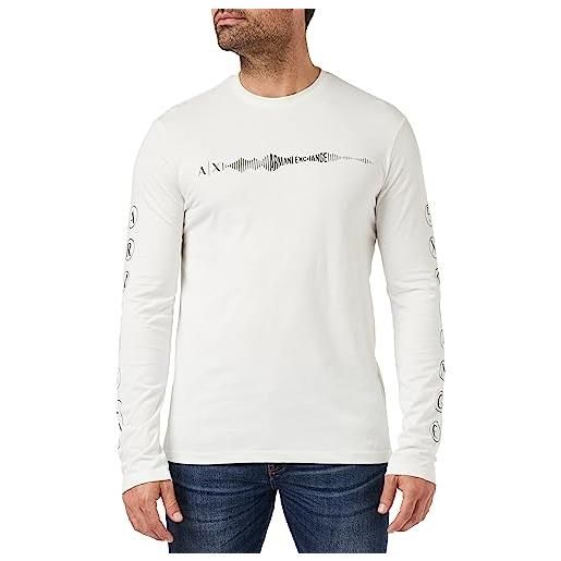 Armani Exchange soundwave con logo, icone musicali sulle maniche t-shirt, bianco, xs uomo