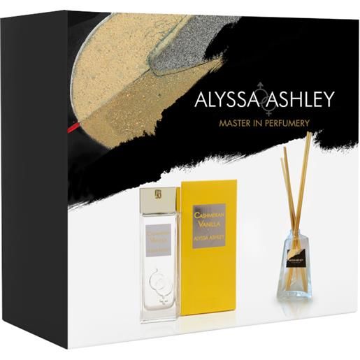Alyssa Ashley cashmeran vanilla confezione 50 ml eau de parfum + 50 ml profumatore d'amiente con bacchette