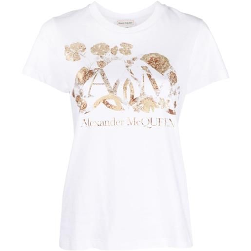 Alexander McQueen t-shirt dutch flower con logo - bianco