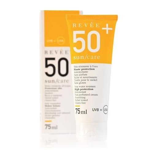 Revée crema solare sun/care 50+ spf - per viso e corpo per proteggere le cicatrici post operatorie - protezione totale per tattoo - made in italy - nickel tested- 75 ml