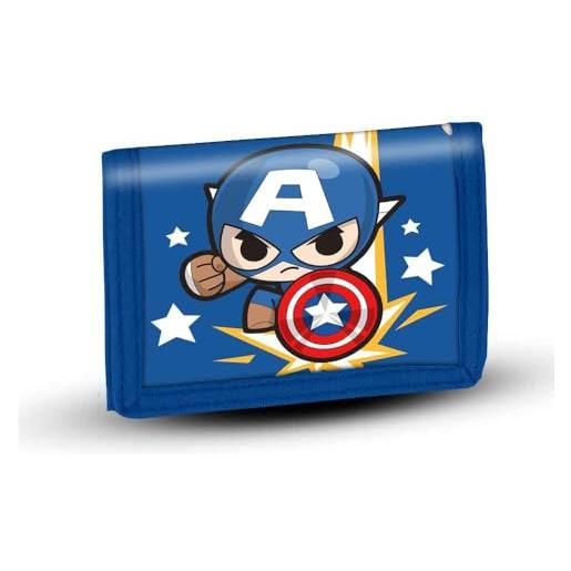Marvel captain america punch-portafoglio velcro, blu, 21,5 x 9 cm
