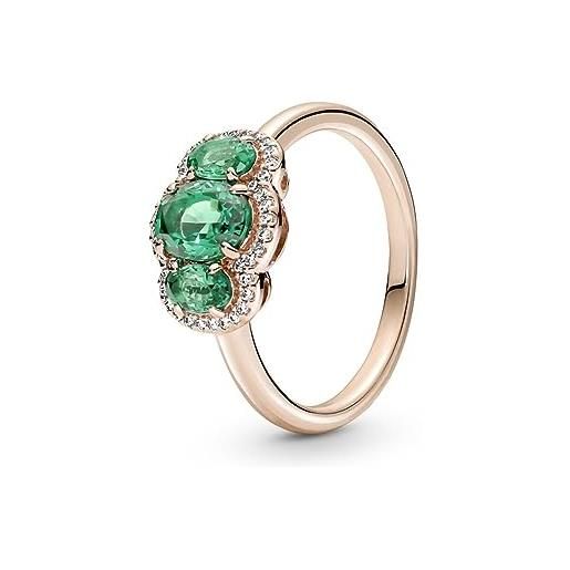 PANDORA anello da donna a tre pietre vintage rosa/verde 180057c01, argento sterling, zircone cubico