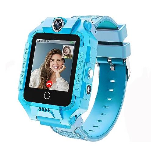 LiveGo automatico 4g bambini intelligente orologio per i ragazzi ragazze, impermeabile sicuro smartwatch, gps tracker chiamata sos camera wi. Fi, per i bambini studenti 4-12y compleanno, blu, large