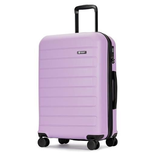 GinzaTravel valigia rigida con ruote girevoli e serratura a combinazione, leggera, in abs, viola chiaro, medium(66x43x27cm), valigia