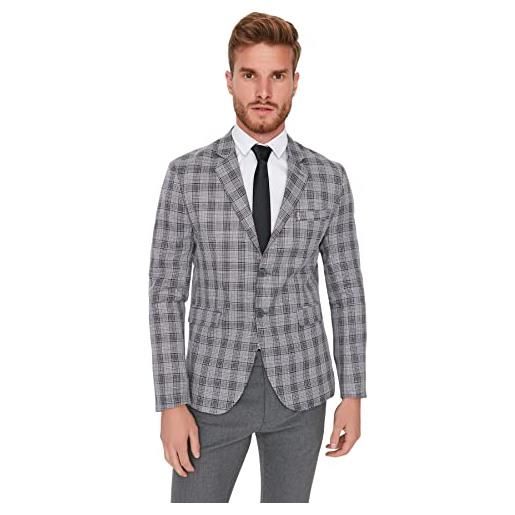 Trendyol giacca regular plaid colletto risvolto cappotto, grigio, 62 uomo