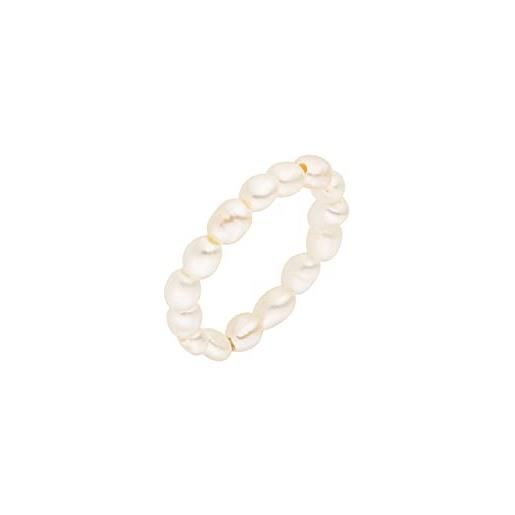 Purelei® anello pearly (bianco), elastico da donna in perle impermeabili, elegante anello con perle keshi, regalo per donna, diverse misure, metallo non prezioso