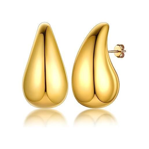 GOLDCHIC JEWELRY gold. Chic chunky dupes - orecchini a cerchio dorati, 26 mm/30 mm/40 mm, in acciaio inox/rame, ipoallergenici, per donne e ragazze, 30mm, acciaio inossidabile