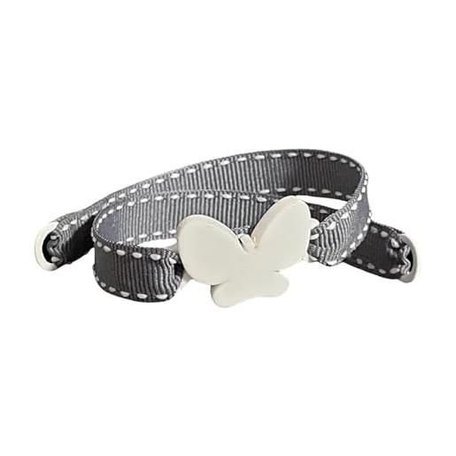 MAISON GIOIELLI FIRENZE nora pfeiffer bracciale in tessuto colorato charm farfalla, bracciale amicizia donna con charm in resina, bracciali colorati fashion chic donna ragazza bambina (grigio, farfalla bianca)