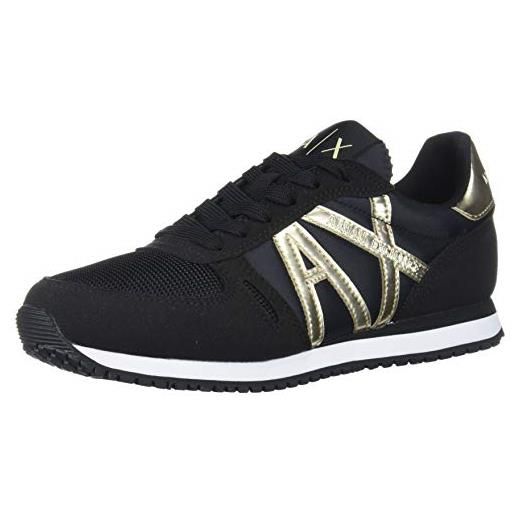 ARMANI EXCHANGE logo rio side, scarpe da ginnastica donna, nero, 40 eu