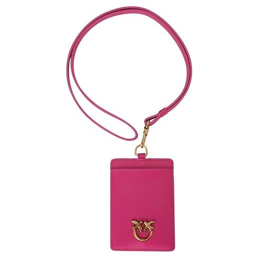 Pinko neck card holder vitello seta, accessori portacarte da viaggio donna, n17q_pink antique gold, u