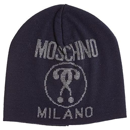 Moschino cappello logato blu navy grigio