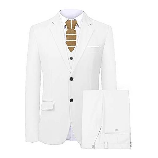 YYI uomo abito da 3 pezzi, due bottoni, giacca gilet e pantaloni, smoking da cerimonia per matrimonio