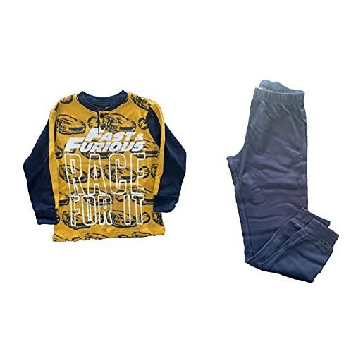 Sabor pigiama invernale lungo due pezzi varie taglie e colori - fast and furious (giallo 7 anni)