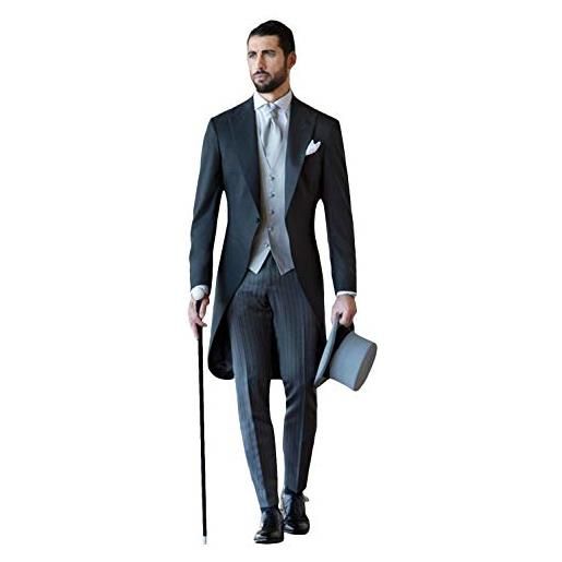 YYI uomo tailcoat suit 3 pezzi abiti da cerimonia formale da uomo con un bottone giacca gilet pantaloni a righe