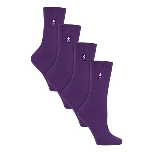 HEAT HOLDERS ultra lite - 4 paia di calzini termici da donna, confezione multipla, ultra sottili, calzini caldi per calzini invernali, viola, 4-8
