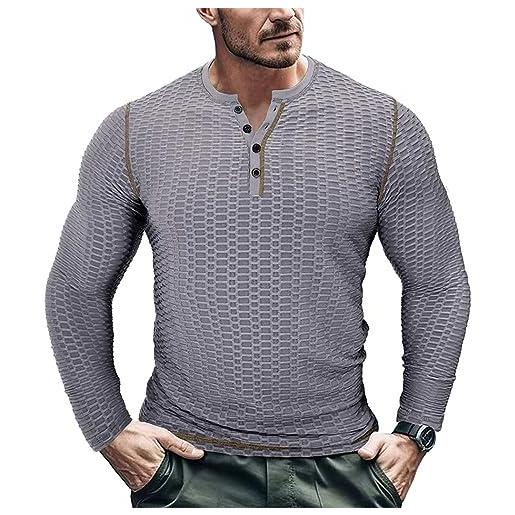 RQPYQF maglietta da uomo manica lunghe casuale henley shirt uomo t shirt vintage uomo cs01 taglia s-xxl (grigio, s)
