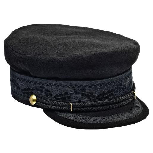 Sterkowski, berretto di lana stile hamburg, con corona e nastro ricamato black 61 cm = x-large