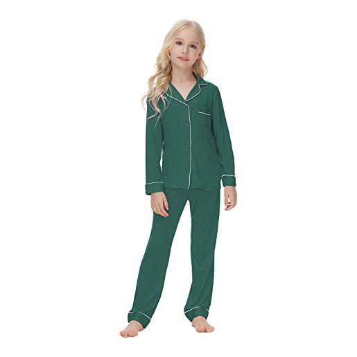 Verve Jelly pigiama per bambini in raso per bambina e ragazzo pigiama a maniche lunghe in 2 pezzi pigiama da salotto azzurro 120 5-6 anni