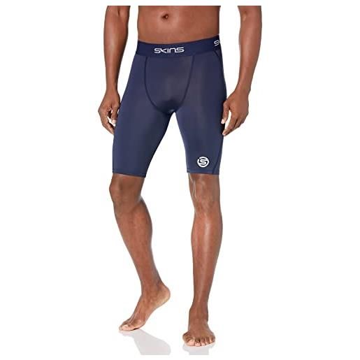 Skins serie 1 performance compression 1/2 tights - pantaloncini pantaloni sportivi, blu mare, xl uomo