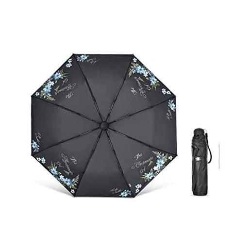 LANGYI ombrello pioggia donne pieghevole fiore ragazza anti-uv ombrelli antivento viaggio femminile ombrello, blu