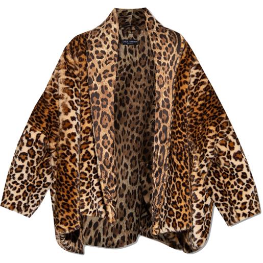 Dolce & gabbana x kim giacca in pelliccia sintetica leopardata