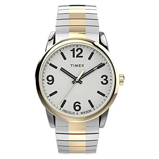 Timex men's easy reader bold 38mm perfect fit quartz stainless steel strap, two-tone, 20 casual watch (model: tw2u986009j)