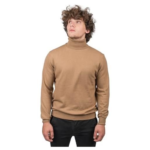 DALLE PIANE CASHMERE dolcevita uomo misto cashmere lana merinos caldo made in italy per inverno - blu royal - 3xl
