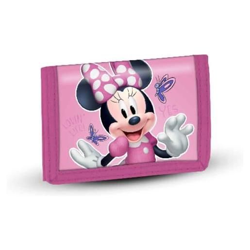 Disney minni mouse butterflies pink-portafoglio velcro, rosa, 21,5 x 9 cm