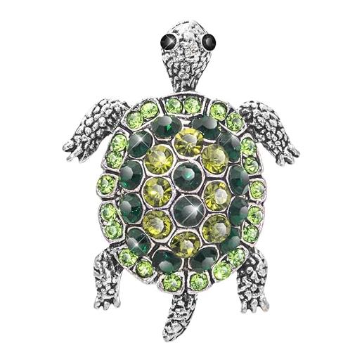 KristLand graziosa spilla vintage a forma di animale dell'oceano, con cristalli austriaci, a forma di tartaruga marina, per uomini e donne, per feste, natale, festa della mamma, regalo di compleanno
