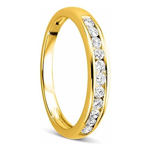 OROVI memoire - anello da sposa in oro giallo 14 carati (585), con brillanti 0,33 carati, anello di fidanzamento, oro, diamante