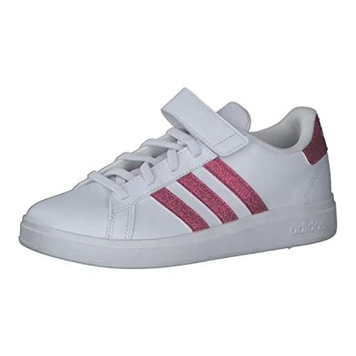 adidas grand court elastic lace and strap, sneakers unisex - bambini e ragazzi, ftwr white/ftwr white/grey one, 36 eu