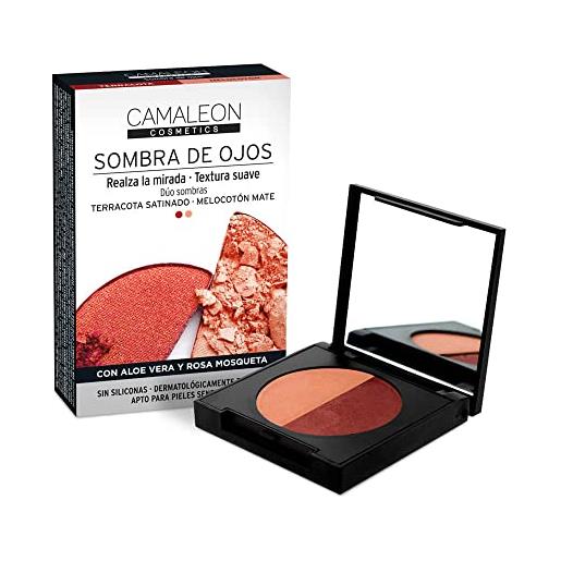 Camaleon cosmetics - palette 2 ombretti - terracotta e color pesca - senza siliconi - olio di rosa canina - 1 unità - 3gr