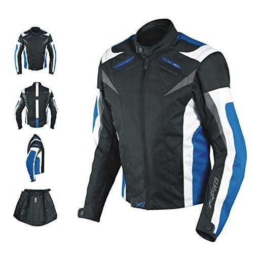 A-Pro giacca lady donna tessuto cordura moto protezione manica staccabile blu 2xl