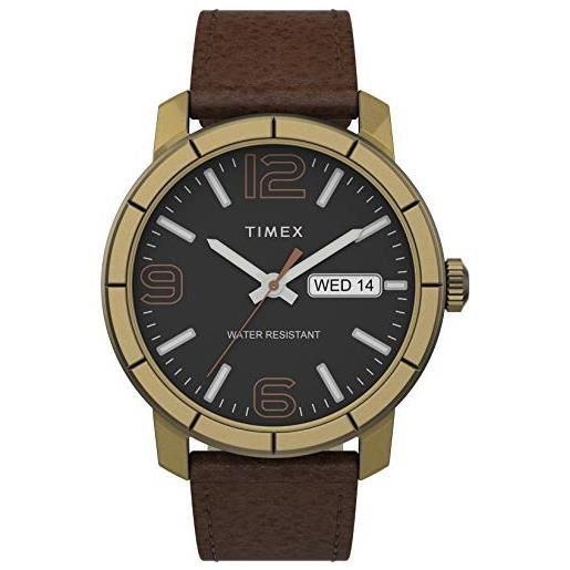 Timex mod44 44mm leather strap watch - gold/brown/black - tw2t72700
