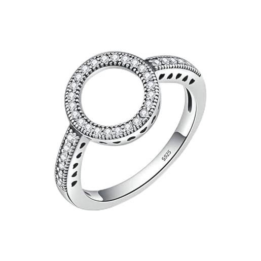 Lafeil anello cerchio vuoto anello in argento sterling 925 ipoallergenico con contorno diamanti anelli fidanzamento uomo donna, 6