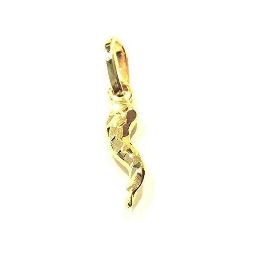 PEGASO GIOIELLI - ciondolo oro giallo 18kt (750) pendente piccolo corno cornetto mini portafortuna uomo donna bambini