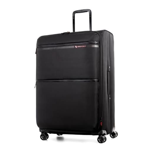 SWISS MOBILITY trolley valigia in tessuto ripstop impermeabile 77 cm espandibile kg 3,80 110 litri (nero)