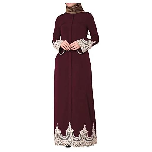 sujinxiu abiti eleganti musulmani da donna abito lungo musulmano in patchwork di pizzo abito etnico a maniche lunghe in caftano arabo abito cardigan islamico abito dubai