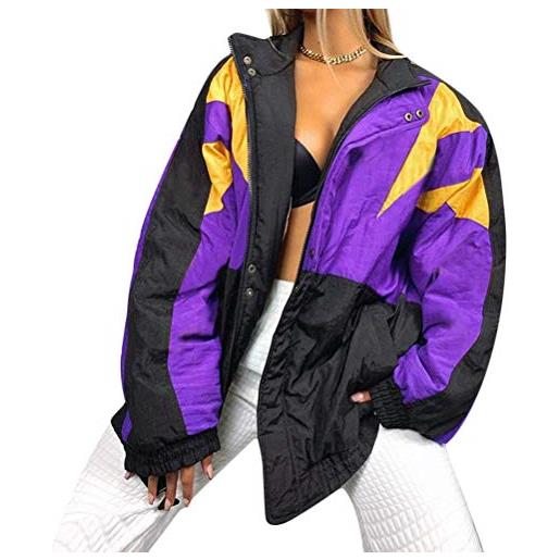 Minetom giacca donna invernale college oversize giacca sportivo lettera giacca bomber vintage varsity y2k giacca baseball streetwear b viola l