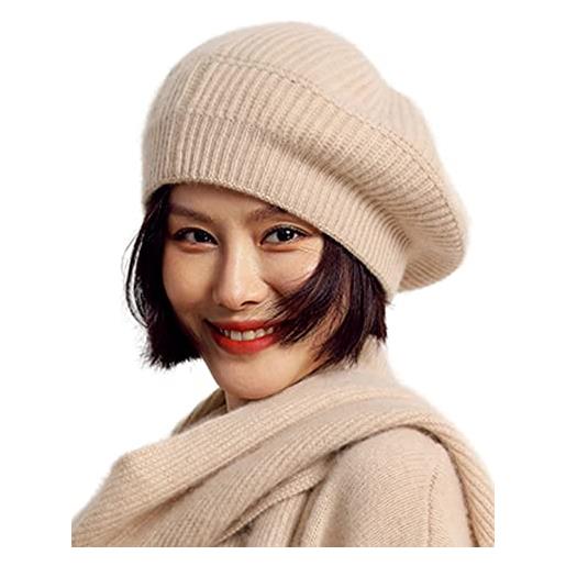 Ailaile cashmere berretti cappelli donne inverno caldo lana merino lavorato a maglia oversize beige beanie, nero, taglia unica