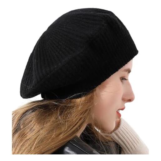 Ailaile berretto da donna in cashmere oversize enorme elasticizzato lavorato a maglia caldo beanie hat, beige, taglia unica