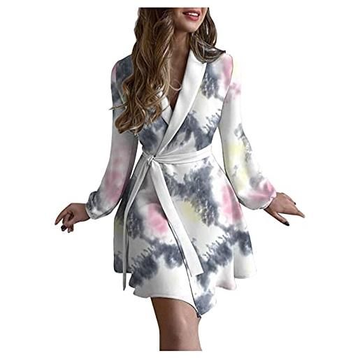 Zilosconcy kimono robes da donna accappatoio corto leggero accappatoio tie-dye sleepwear casual ladies loungewear home dress abiti particolari (grey, xxxl)