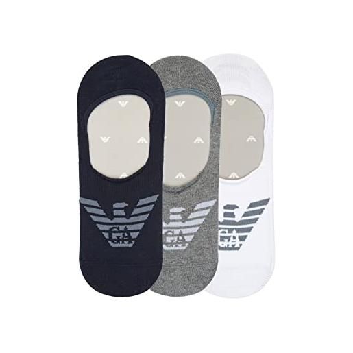 Emporio Armani calzini da uomo, confezione da 3 pezzi paia, blu marino/bianco/grigio mélange, s/m