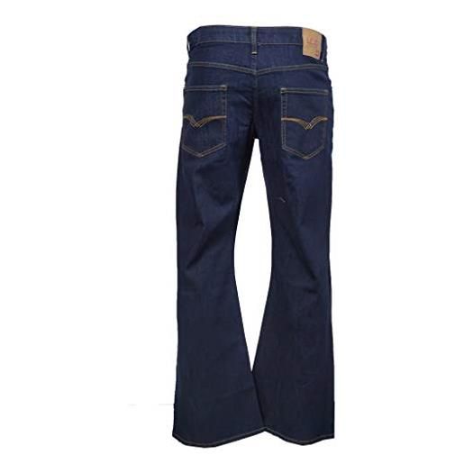 LCJ Denim lcj indigo indie, jeans da uomo super svasati in denim, elasticizzati, stile anni '70, a campana, blu, w38 / l30