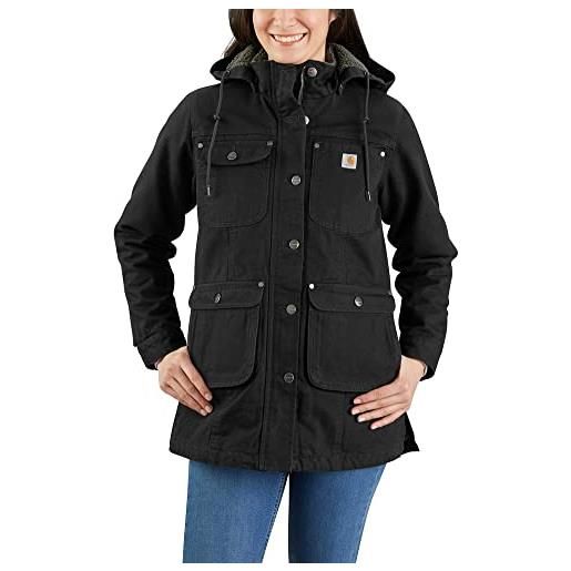 Carhartt giacca da donna relaxed fit - giacca isolata in cotone con cappuccio rimovibile, nero , l