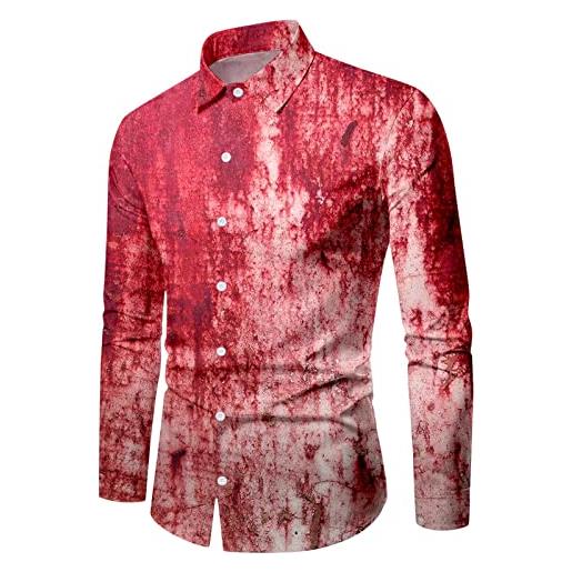 JMEDIC maglia termica dolcevita lunghe con stampa macchia di sangue di halloween per feste maschili camice da camicia rossa elegante camicia inverno (red, m)