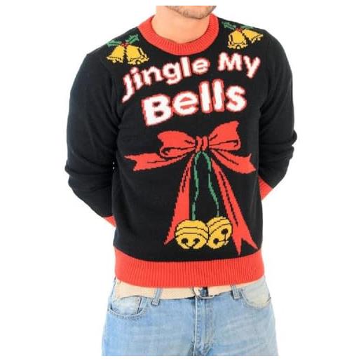 Costume Agent jingle my bells decorazione da appendere adulto nero ugly christmas maglione nero s
